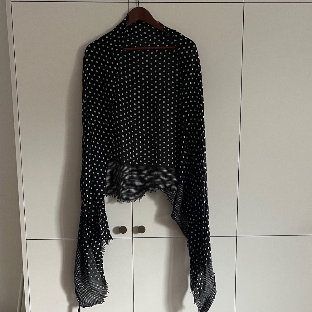 Chic Black Scarf with White Dots